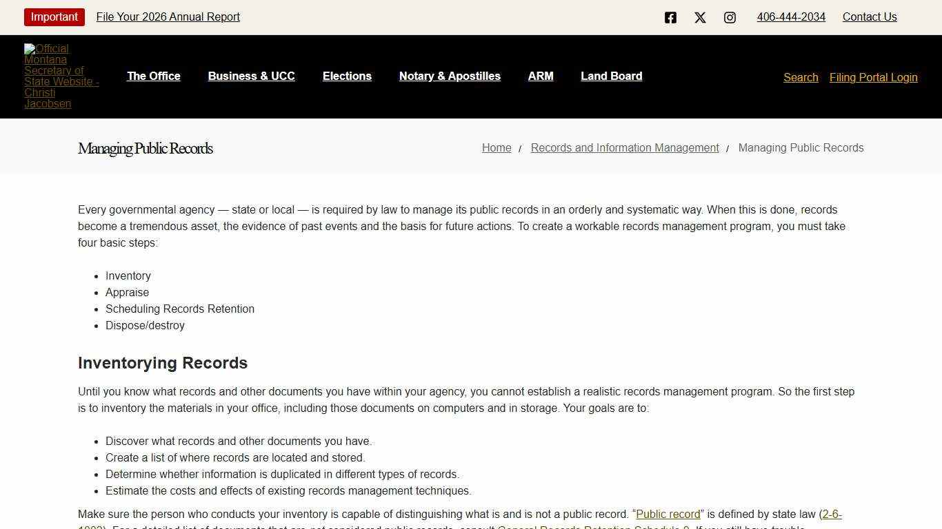 Managing Public Records - Official Montana Secretary of State Website - Christi Jacobsen