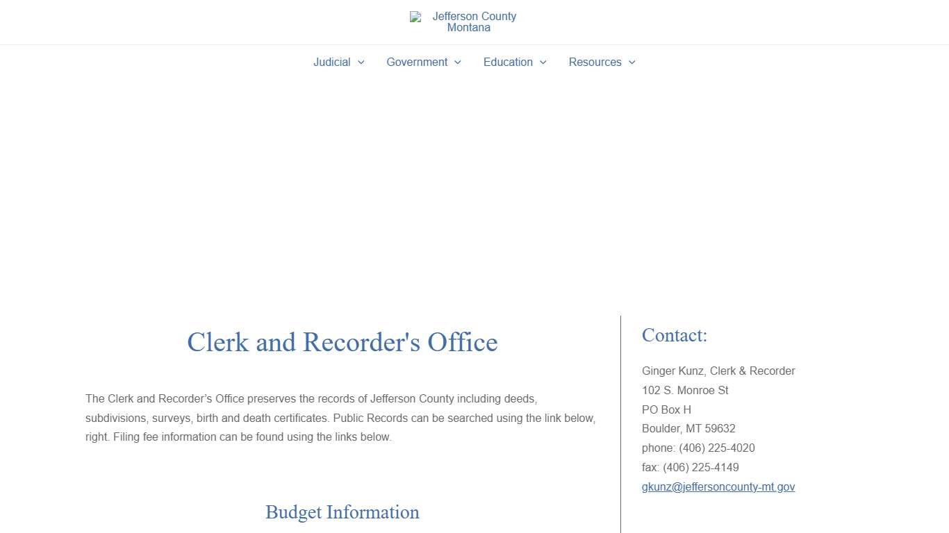 Clerk and Recorder - Jefferson County Montana