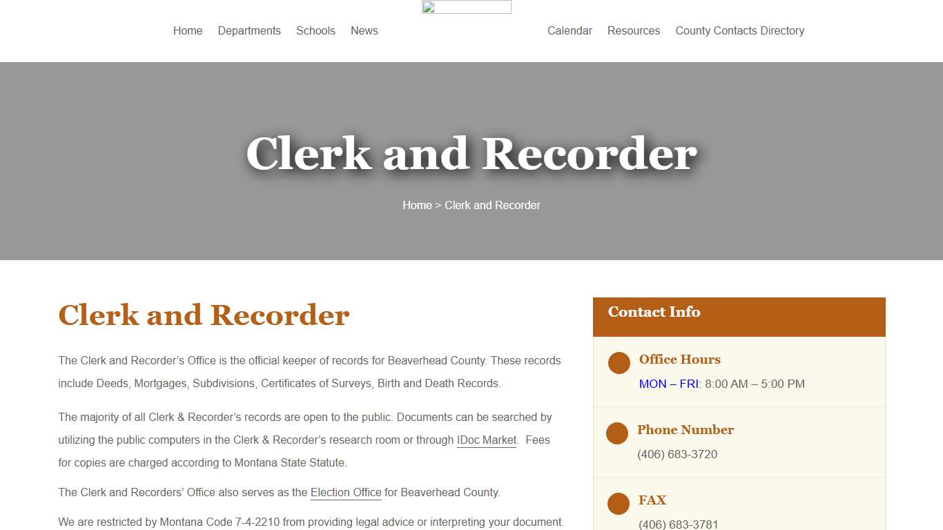 Clerk and Recorder Beaverhead County