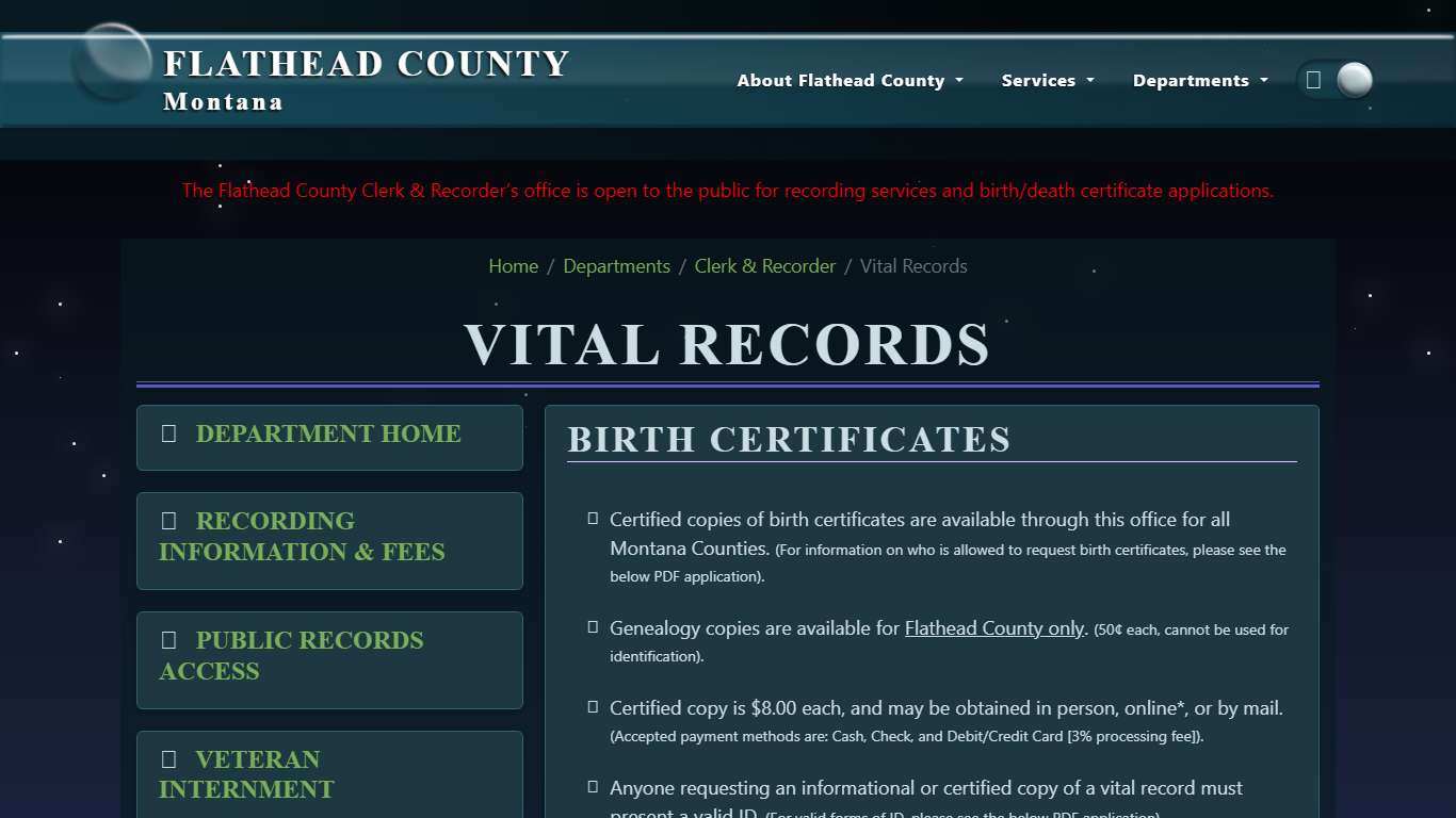 Vital Records Flathead County, MT